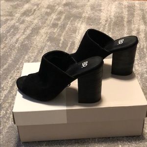 Black suede mules